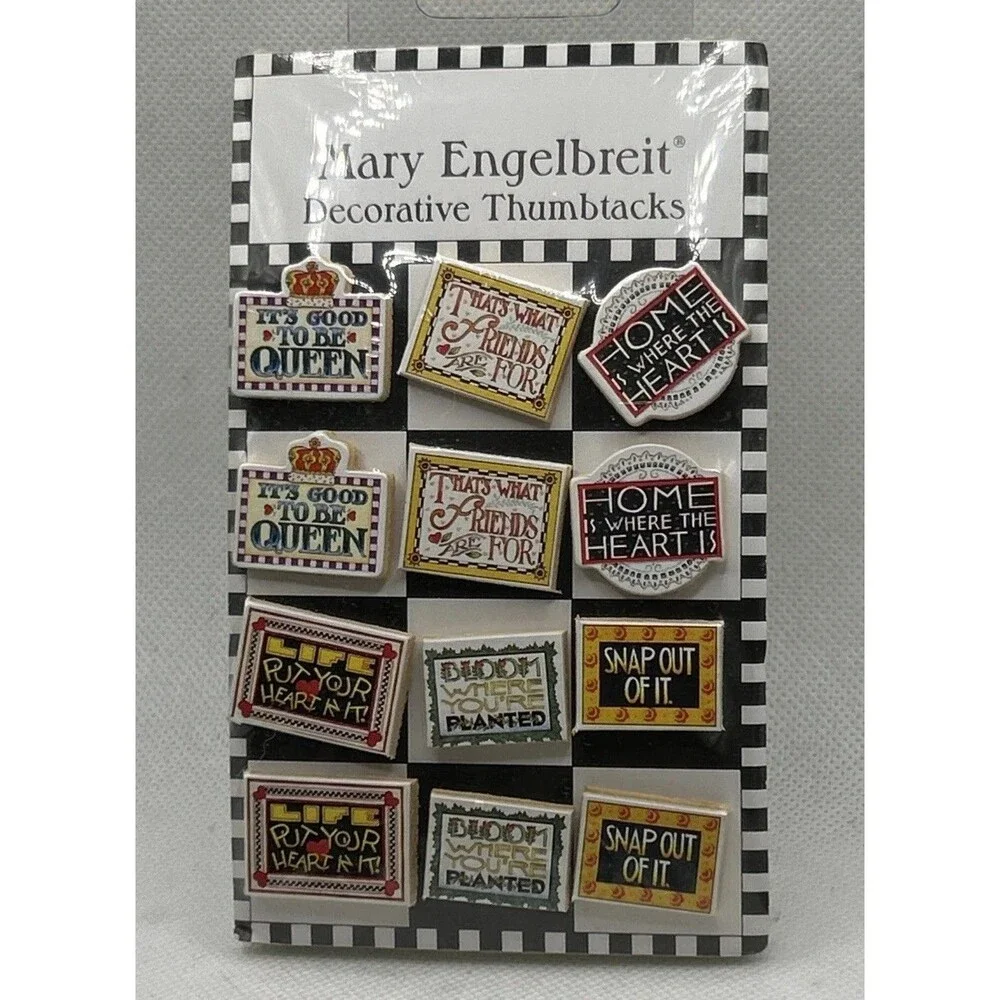 New Vintage Mary Engelbreit Decorative Thumbtacks Inspirational Quotes Friends